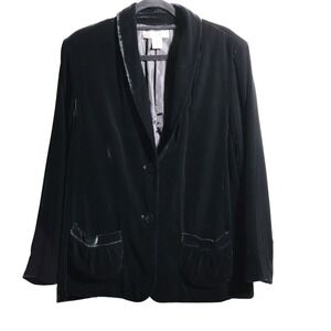 Vintage Black Silk Rayon‎ Velvet Blazer Womens Plus Size 14 W Boho Goth Formal